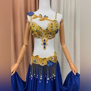 Gold and Blue Belly Dance Costume